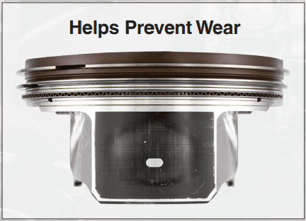 After 1,000 miles (1,609 km) of extreme-heat dyno testing, AMSOIL 20W-50 Synthetic V-Twin Motorcycle Oil protected against piston-ring sticking and piston scuffing for maximum compression and power.